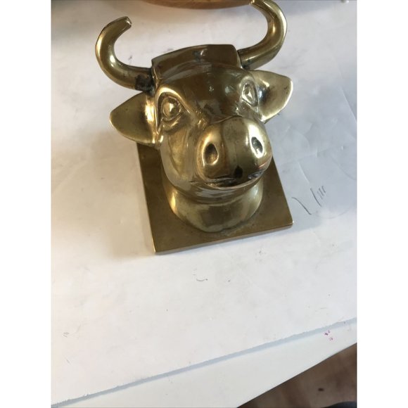 No brand Accents Vintage Solid Brass Bull Head Wall Mount
